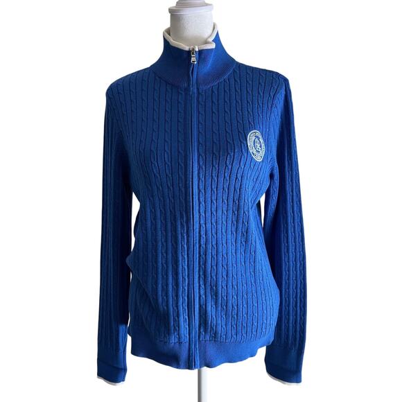 Lauren Active Ralph Lauren Sweatshirt Cable Knit Full Zip Active Wear SZL Logo - Picture 1 of 9